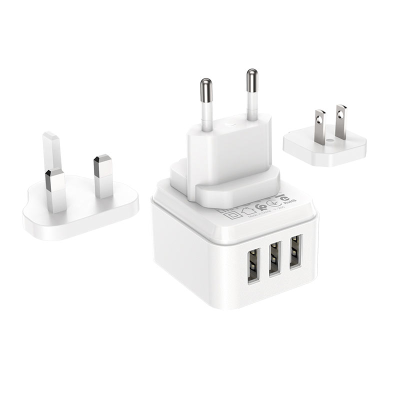 фото Сетевое зарядное устройство borofone ba51 easy, 3xusb, 2,4 a, white