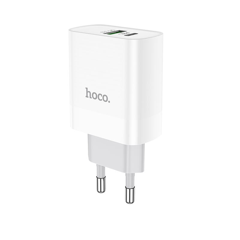 фото Сетевое зарядное устройство hoco c80a, 1xusb; 1xusb type-c, 3,1 a, white