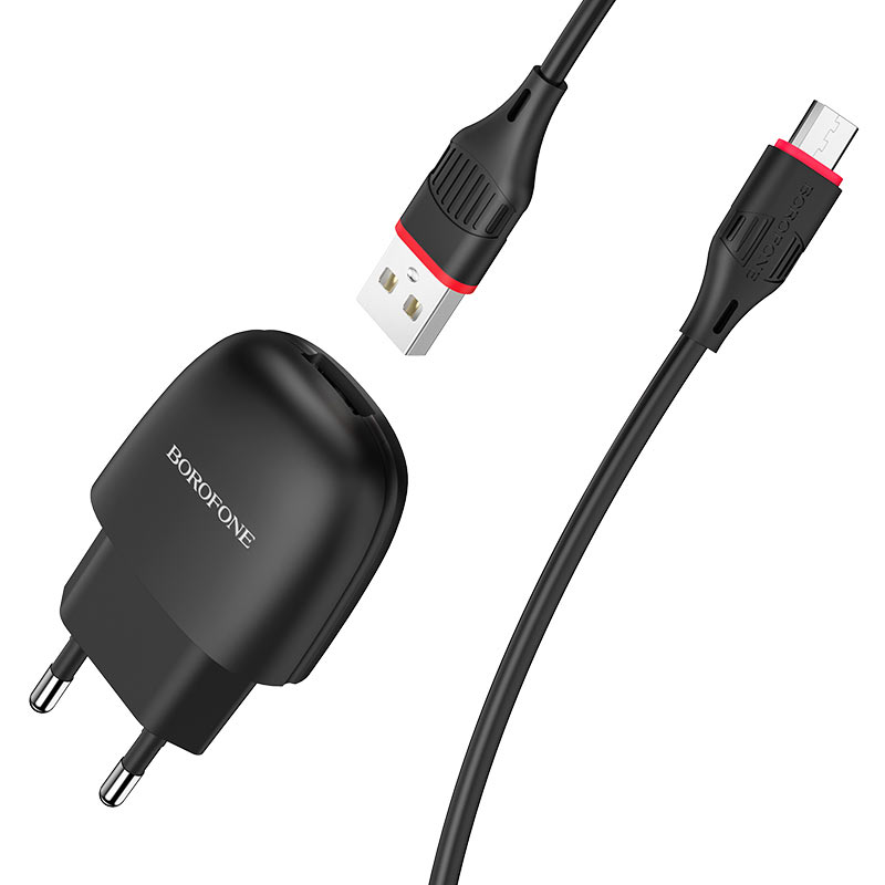 фото Сетевое зарядное устройство borofone ba49a vast power, 1xusb, 2,1 a, black (ут000023654)