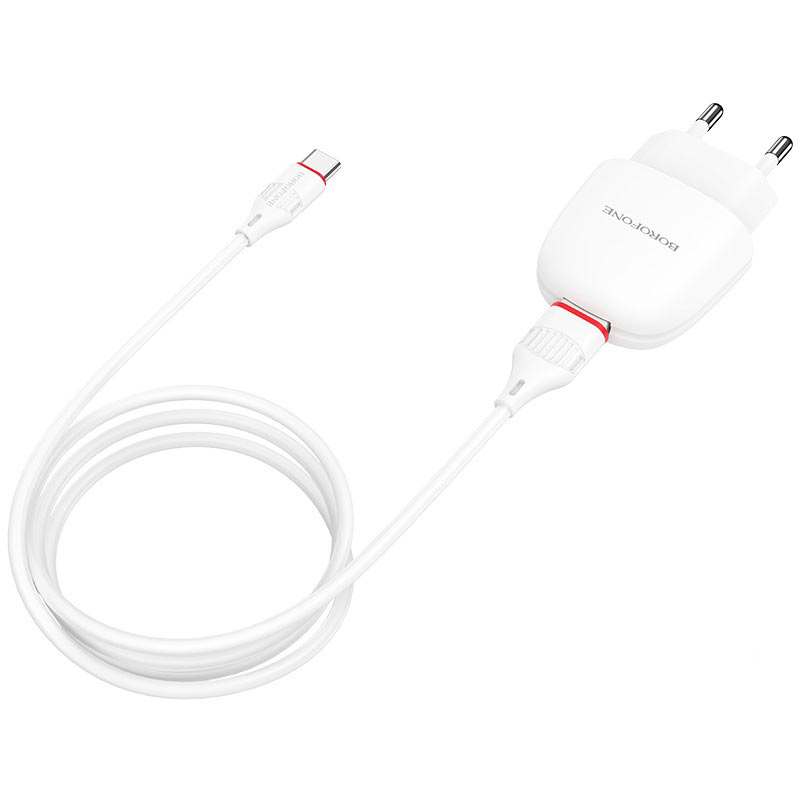 фото Сетевое зарядное устройство borofone ba49a vast power, 1xusb, 2,1 a, white