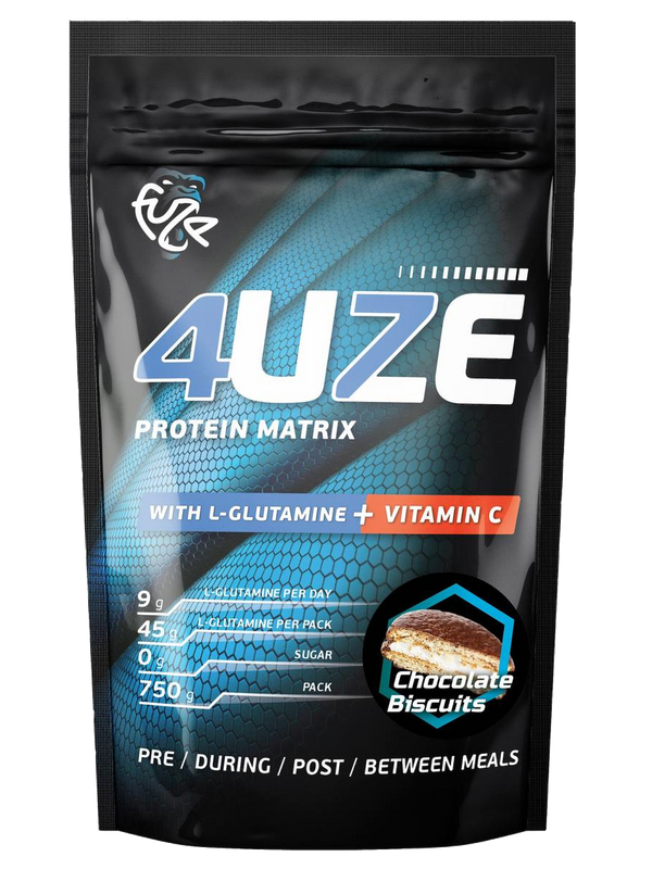 Протеин 4uze Protein + Glutamine, 750 г, chocolate biscuits