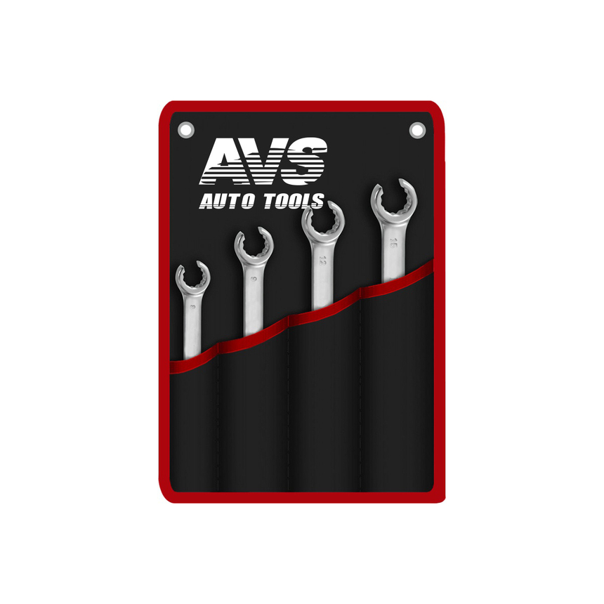 Набор ключей гаечных разрезных в сумке (8-17 мм) (4 предмета) AVS K4N4M набор инструментов для восстановления резьбы штуцеров систем кондиционирования jtc