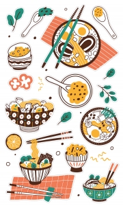 НАКЛЕЙКИ ДЕКОРАТИВНЫЕ ВИНИЛОВЫЕ Divino Sticky Японская еда