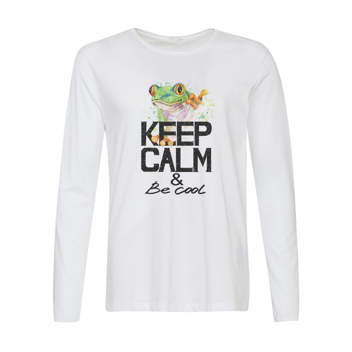 

Лонгслив CoolPodarok Краски. Keep calm and be cool. Лягушка, Белый, 6w015212