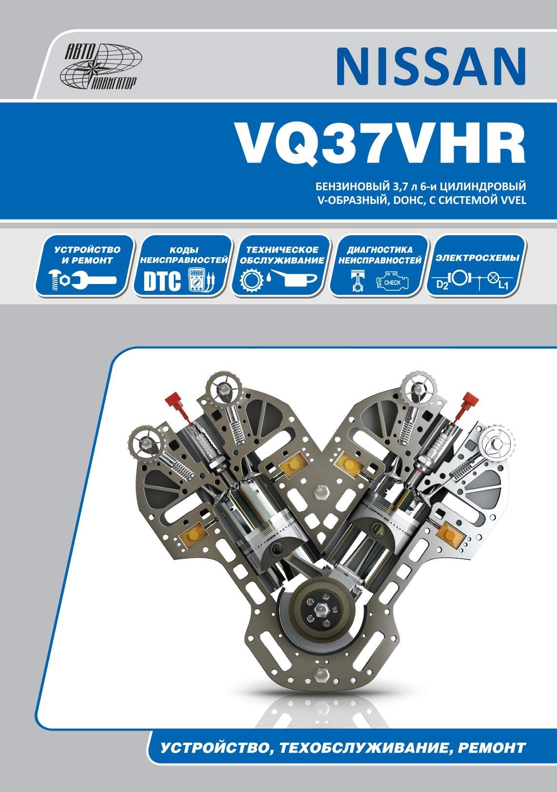 Книга Nissan бензиновые двигатели VQ37HR (3,7). Диагностика.Ремонт.ТО