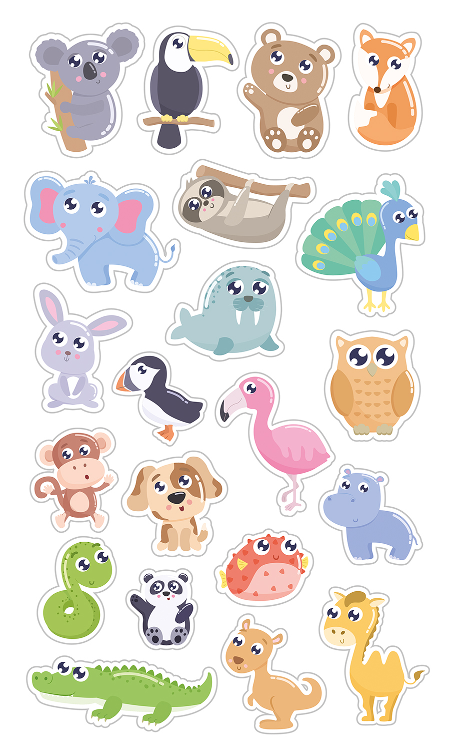 

НАКЛЕЙКИ ДЕКОРАТИВНЫЕ ВИНИЛОВЫЕ Divino Sticky Милый зоопарк, Серый;коричневый;розовый;зеленый