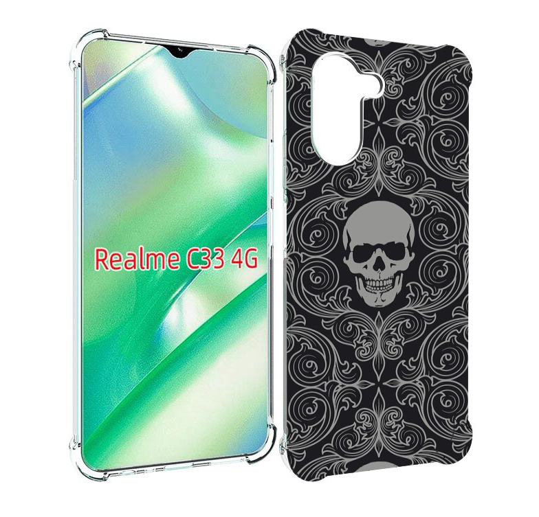 

Чехол MyPads орнамент-черепов для Realme C33 4G, Прозрачный, Tocco