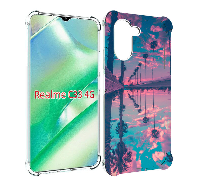 

Чехол MyPads отражение-пальм для Realme C33 4G, Прозрачный, Tocco