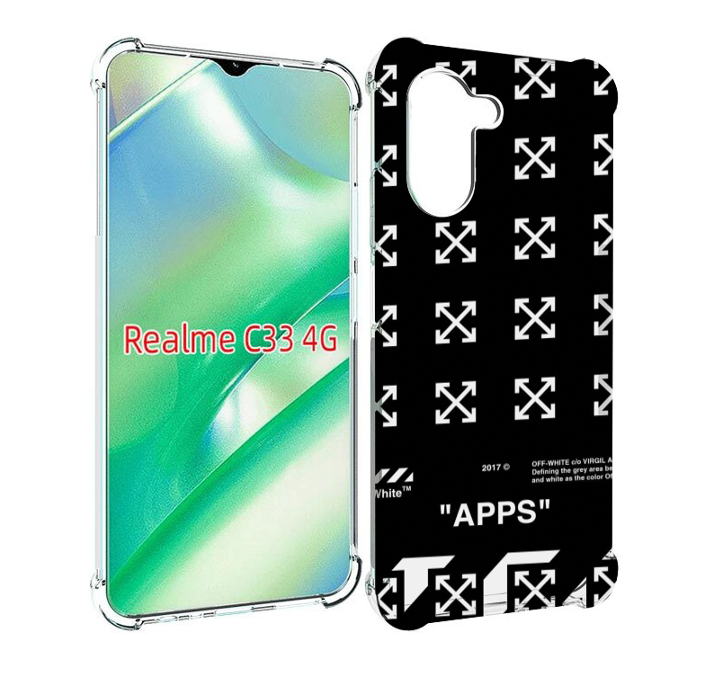 Чехол MyPads оф-вайт-значки для Realme C33 4G