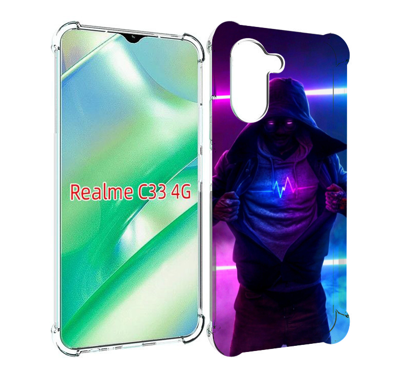 

Чехол MyPads парень в капюшоне неоновый для Realme C33 4G, Прозрачный, Tocco
