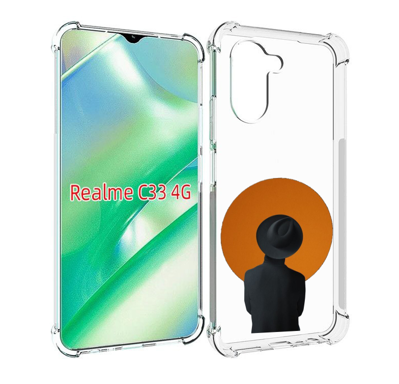 Чехол MyPads парень в шляпе в оранжевом кружке для Realme C33 4G