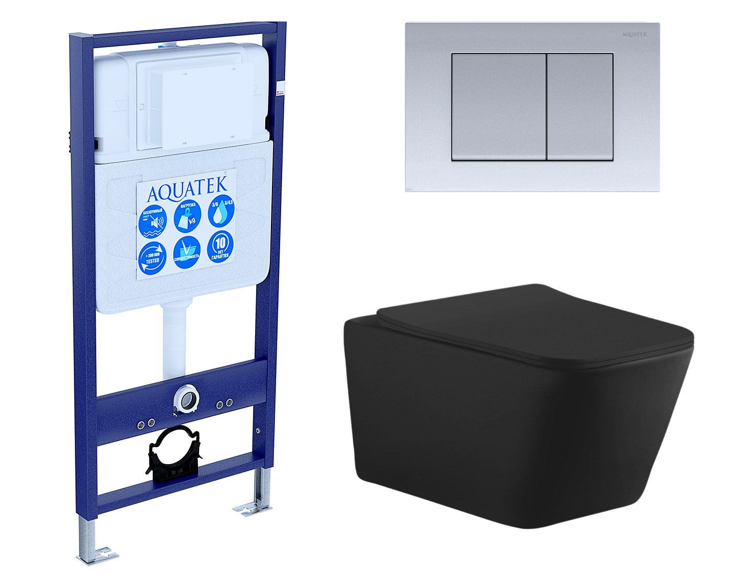 

Комплект: инсталляция Акватек Standart + унитаз Tavr-W BW с кнопкой хром матовой