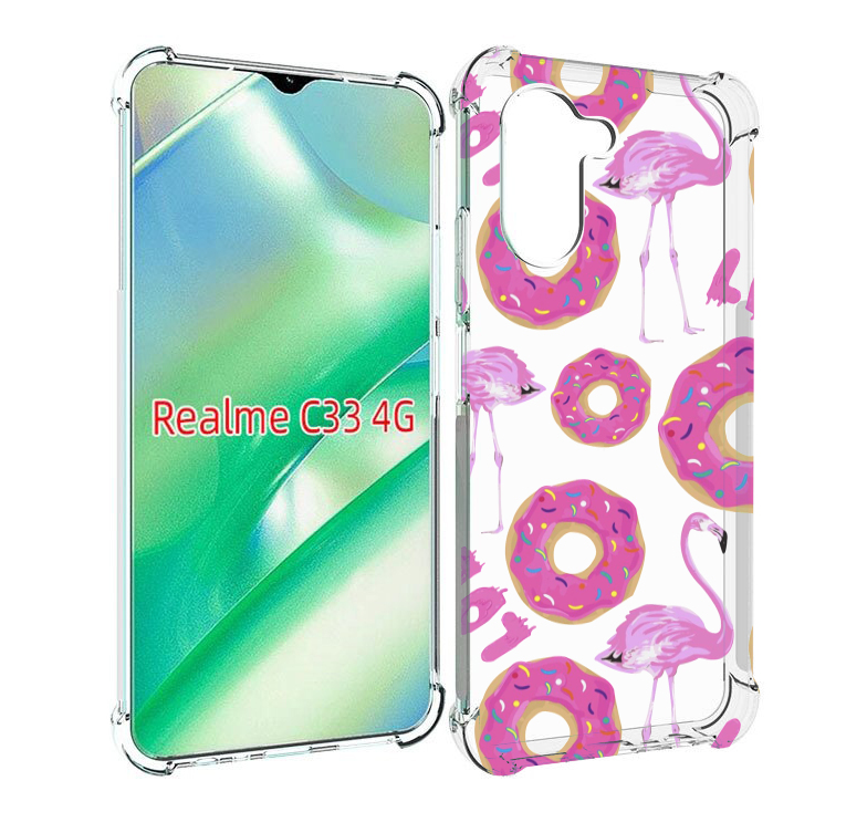

Чехол MyPads пончики-фламинго для Realme C33 4G, Прозрачный, Tocco