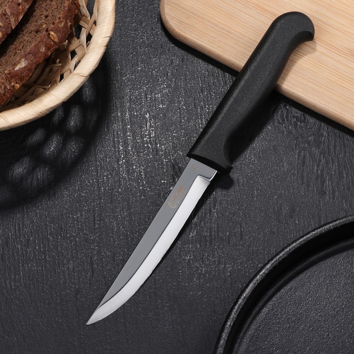фото Нож кухонный «элегант», для овощей, лезвие 11 см, с пластиковой ручкой, цвет чёрный nobrand