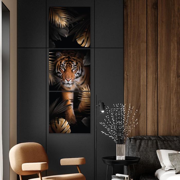 Модульная картина Тигр, 37 х 111 см