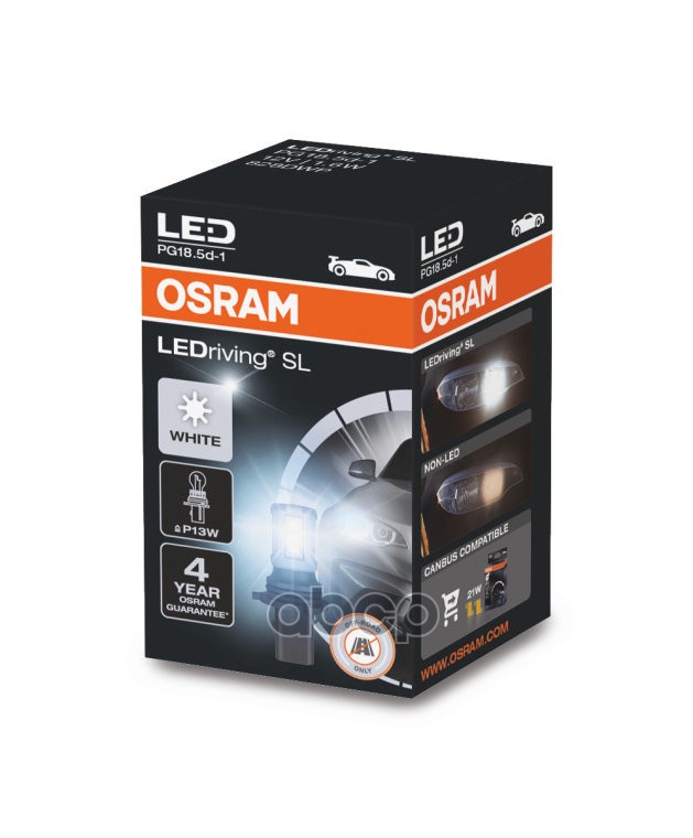 

OSRAM Лампа LEDRIVING P13W 12V1,6W PG18.5D-1 10X1 1шт OSRAM 828DWP
