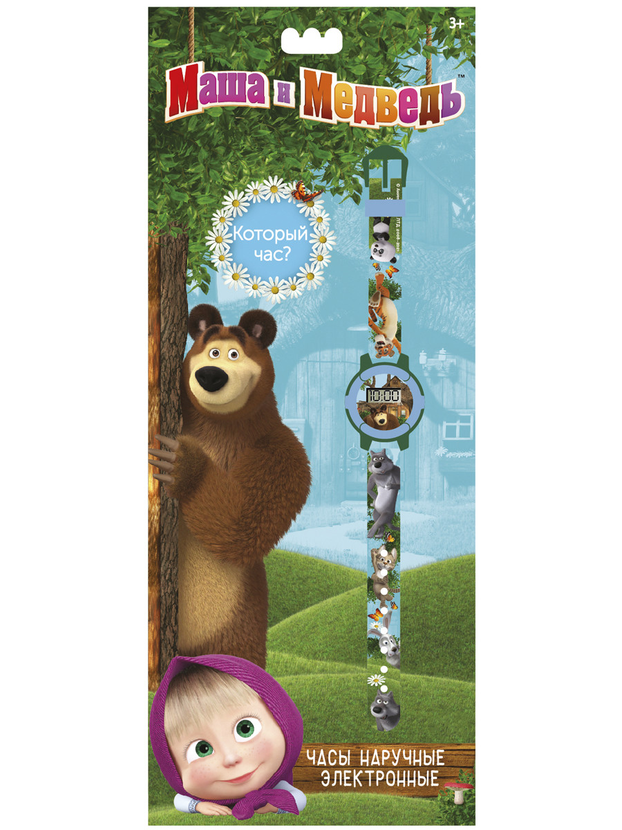 Часы наручные электронные Маша и Медведь MNB47366 наклейка пластик интерьерная ная медведь и очная арфа 30х45 см