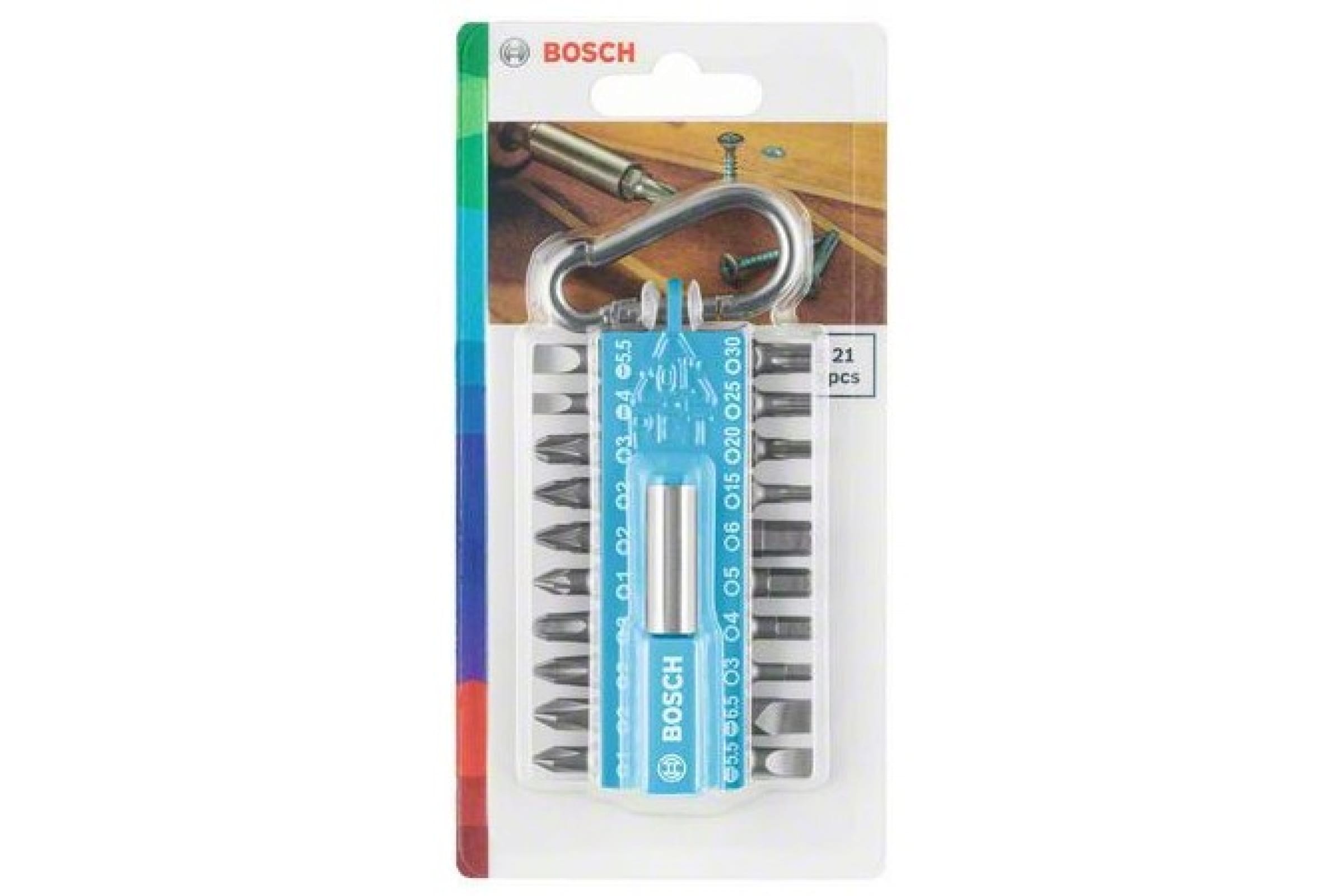 Набор Bosch 2.607.002.822, 20 бит + держатель с карабином светло-синий брелок пвх 3d с карабином