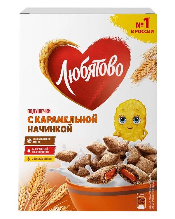 

Сухой завтрак подушечки Любятово с карамельной начинкой 220 г