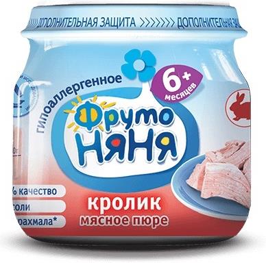 Пюре Фруто Няня из мяса кролика гипоаллергенное с 6 месяцев, 1 шт.