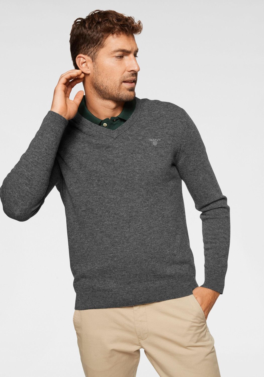 Пуловер мужской GANT 8010520 серый 2XL