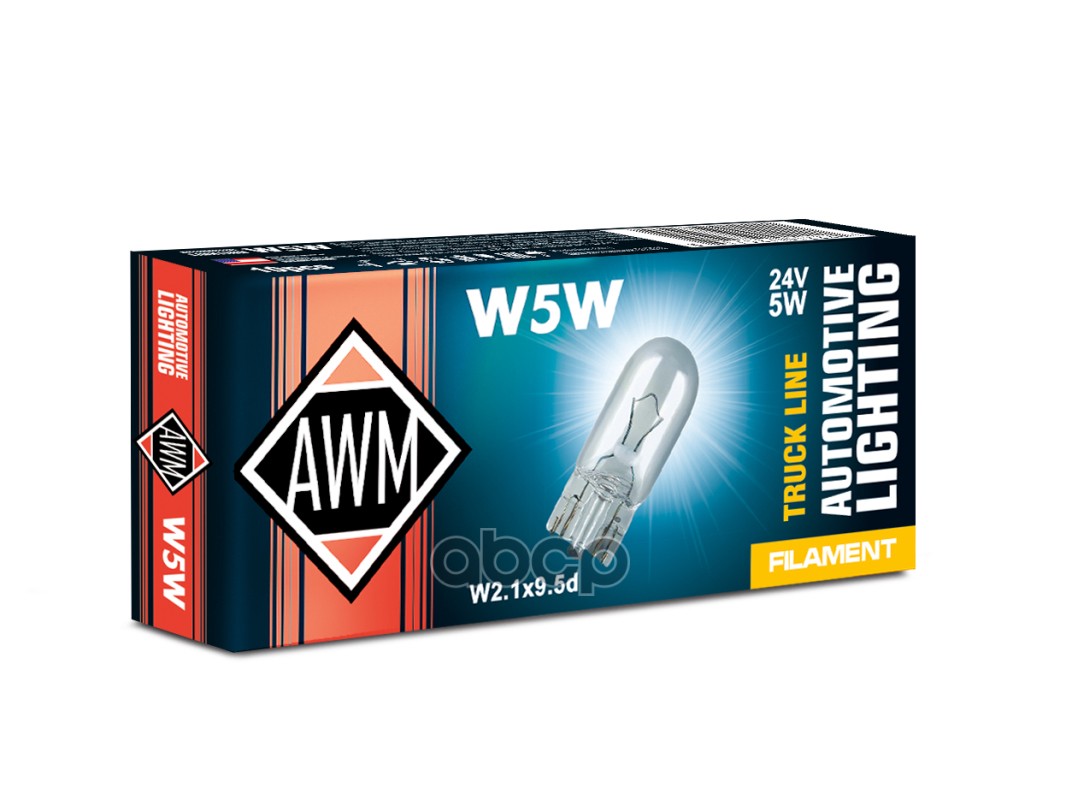 Лампа W5w 24v 5w (W2.1*9.5d) Для Грузовых Авто Awm 1/10 Упак AWM арт. 410300024