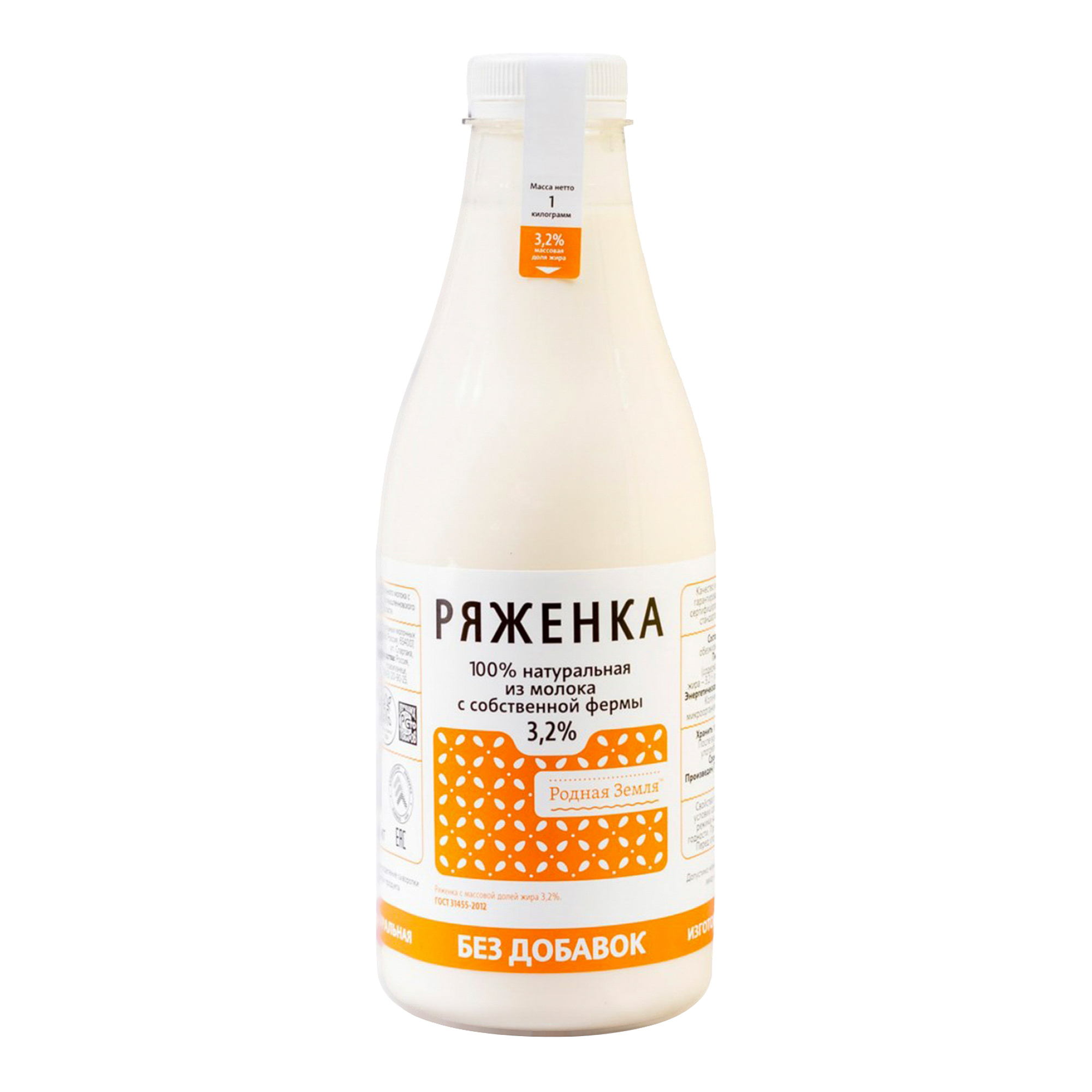 

Ряженка Родная земля 3,2% бзмж 1 л