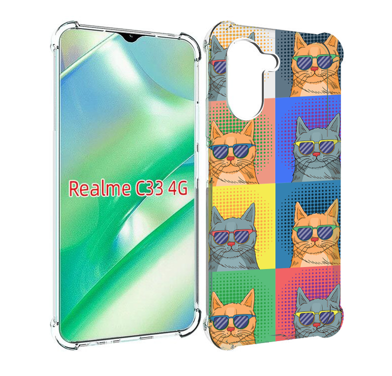 

Чехол MyPads разноцветные-коты для Realme C33 4G, Прозрачный, Tocco