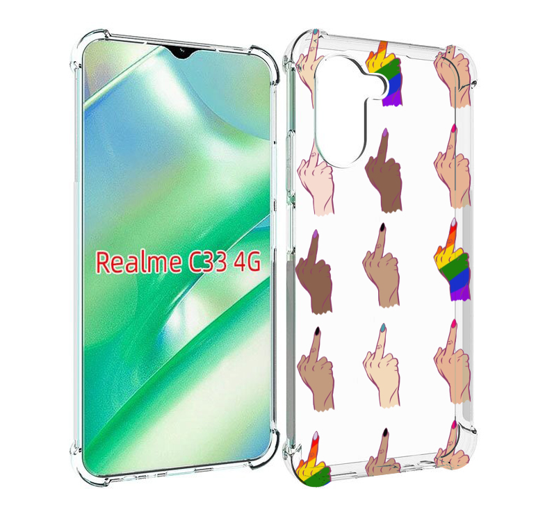

Чехол MyPads разноцветные-руки для Realme C33 4G, Прозрачный, Tocco