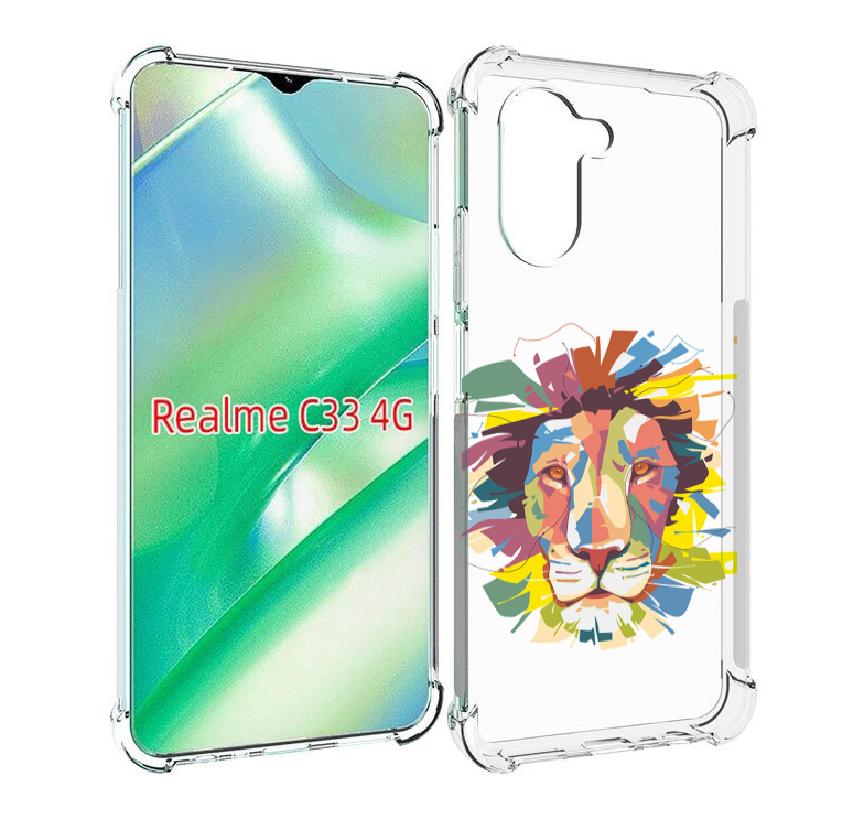 

Чехол MyPads разноцветный-лев детский для Realme C33 4G, Прозрачный, Tocco