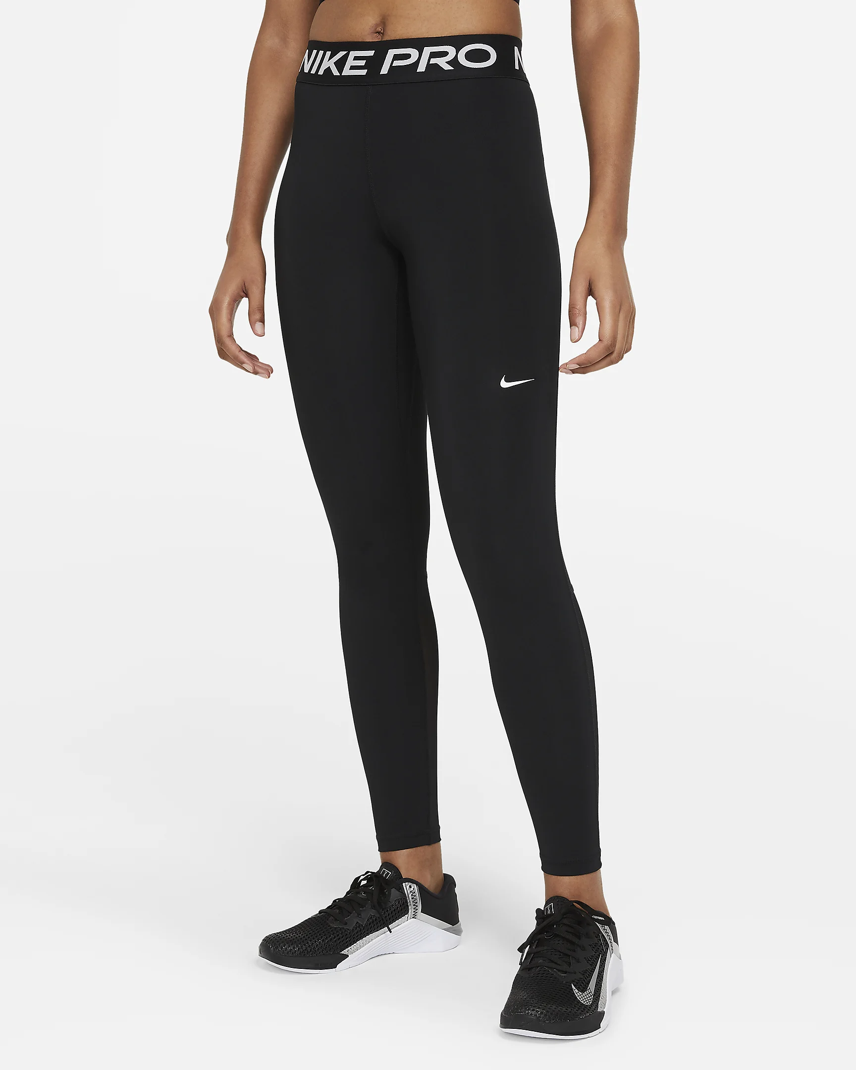 Тайтсы Nike для женщин, спортивные, размер L, 010-чёрные, белые, CZ9779