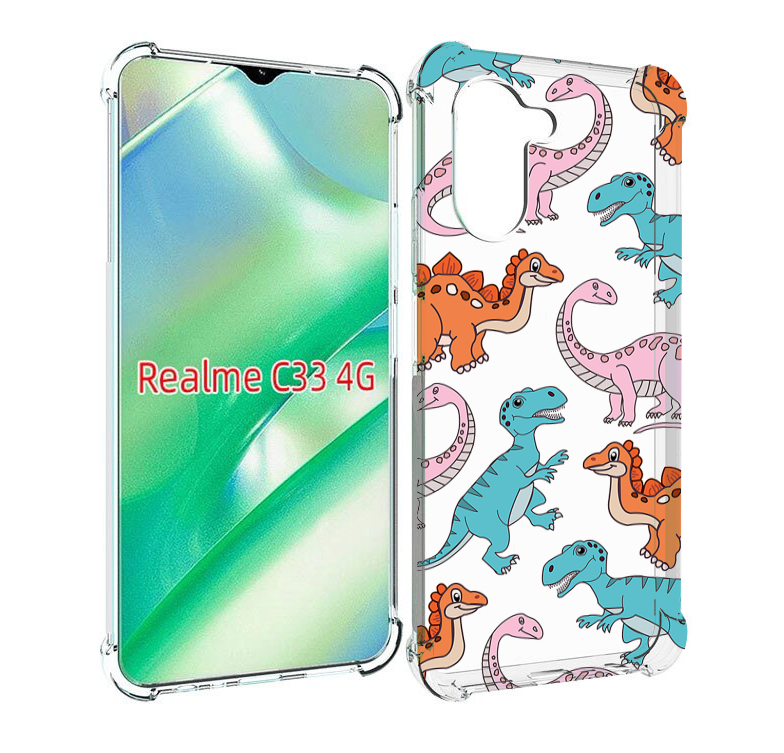 

Чехол MyPads разные-динозаврики для Realme C33 4G, Прозрачный, Tocco