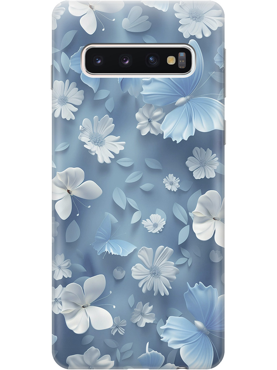 

Силиконовый чехол на Samsung Galaxy S10 с принтом "Голубые бабочки", Прозрачный;белый;голубой, 720461310