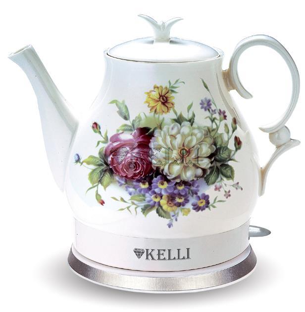 Чайник электрический KELLI KL-1432 1.7 л белый, разноцветный плойка kelli kl 1204 белый
