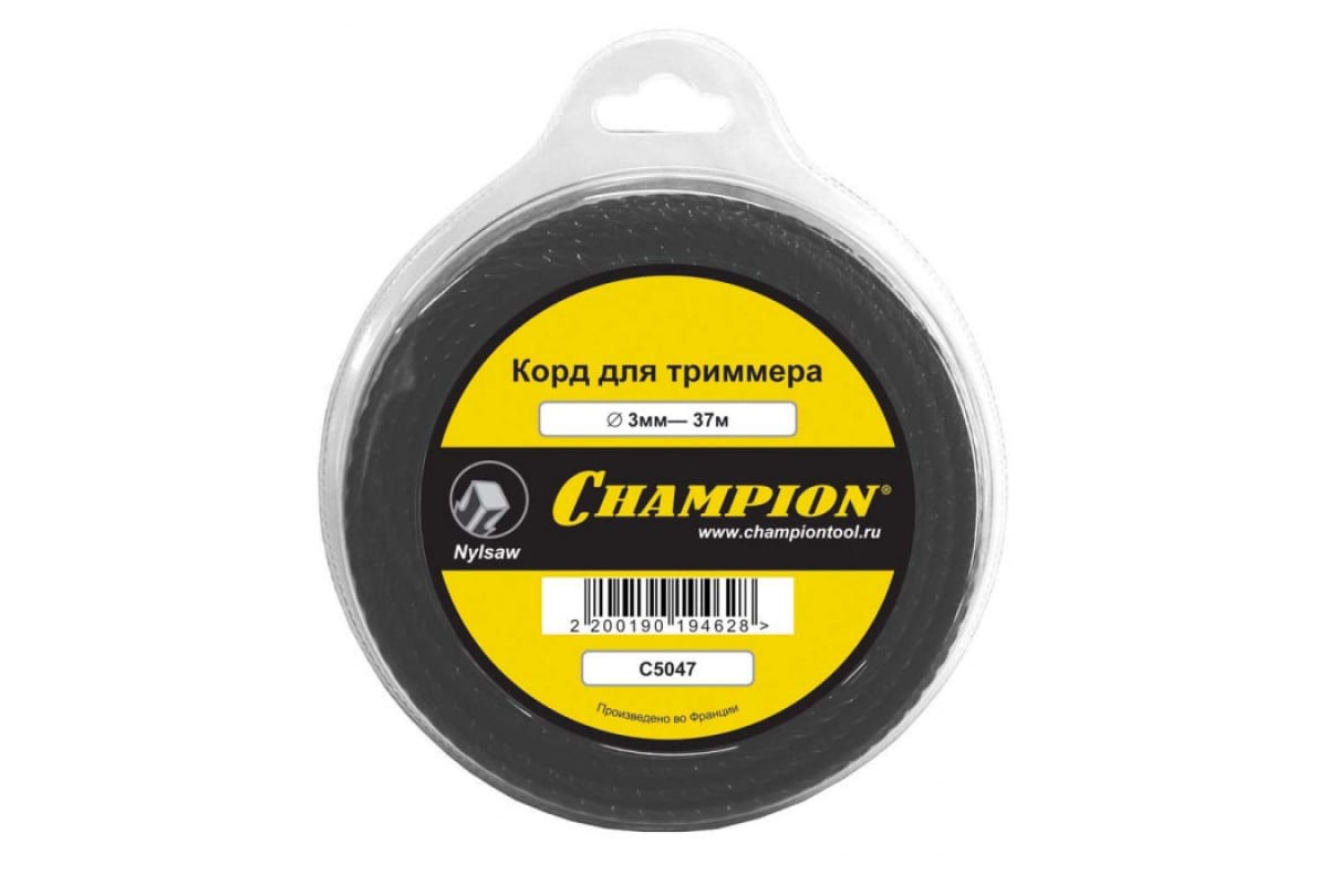 Корд тримм. Champion Nylsaw 3.0мм*37м (черный зубчатый)