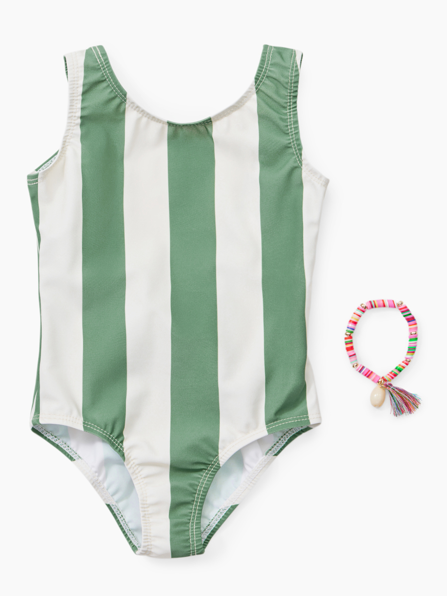 Купальник слитный детский Happy Baby 50658, green stripe, 80