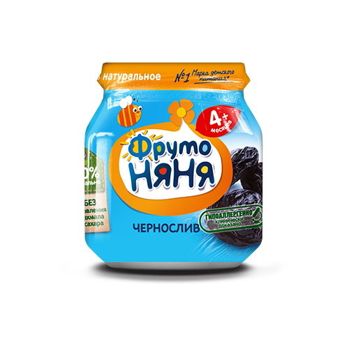 

Пюре ФрутоНяня из чернослива натуральное гипоаллергенное с 4 месяцев, 6 шт., из чернослива