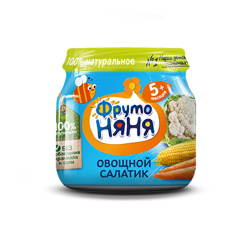 

Пюре ФрутоНяня овощной салатик с 5 месяцев 6 шт., Овощной салатик