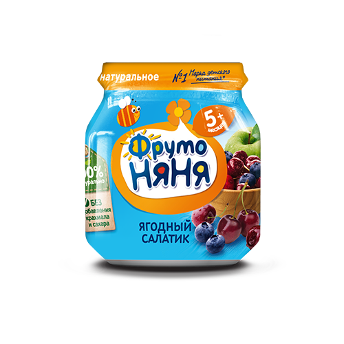 

Пюре ФрутоНяня ягодный салатик с 5 месяцев , 6 шт., ягодный салатик