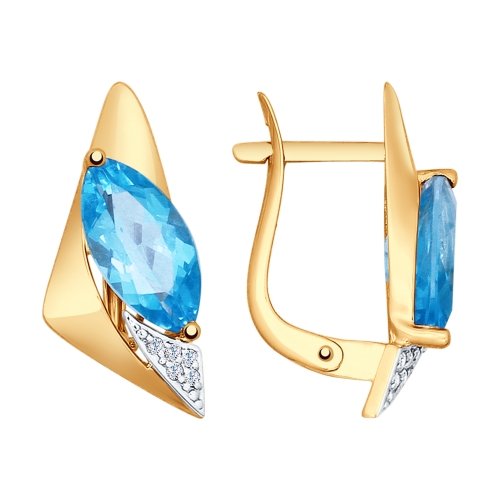 

Серьги из красного золота ЯХОНТ Золотой 167556, топаз/фианит, 167556