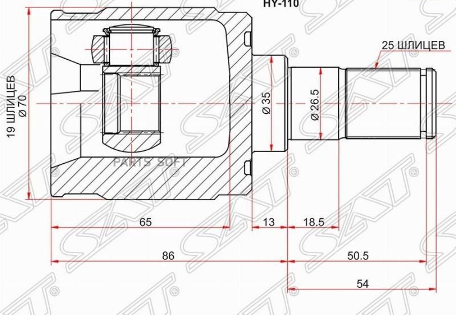 

Шрус внутренний hyundai getz 02- SAT HY110
