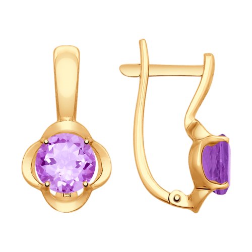 

Серьги из красного золота с аметистом Яхонт Ювелирный 169430, 169430