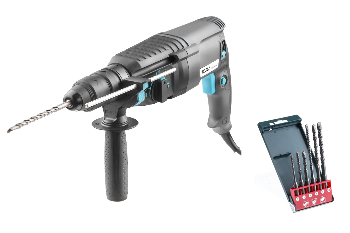

Набор: Перфоратор TESLA TR820QC+Набор буров HAMMER SDS Plus (DR SDS Plus набор No2 6шт.), Перфоратор TR820QC +Набор буров SDS Plus (DR SDS Plus набор No2 6шт.)