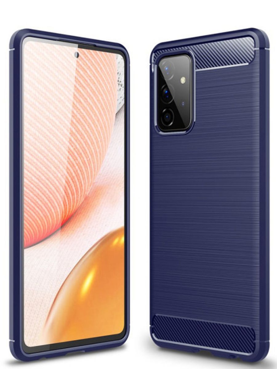 

Brodef Carbon Силиконовый чехол для Samsung Galaxy A72 синий