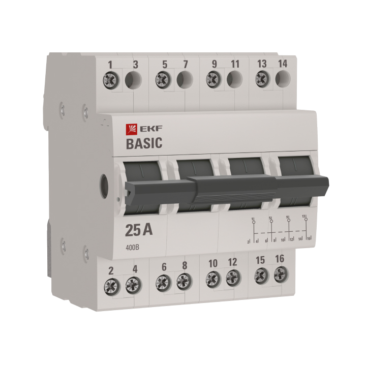 

Трехпозиционный переключатель EKF Basic 4P 25А tps-4-25