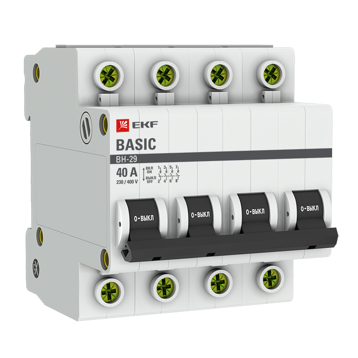 

Выключатель нагрузки EKF Basic 4P 40А ВН-29 SL29-4-40-bas