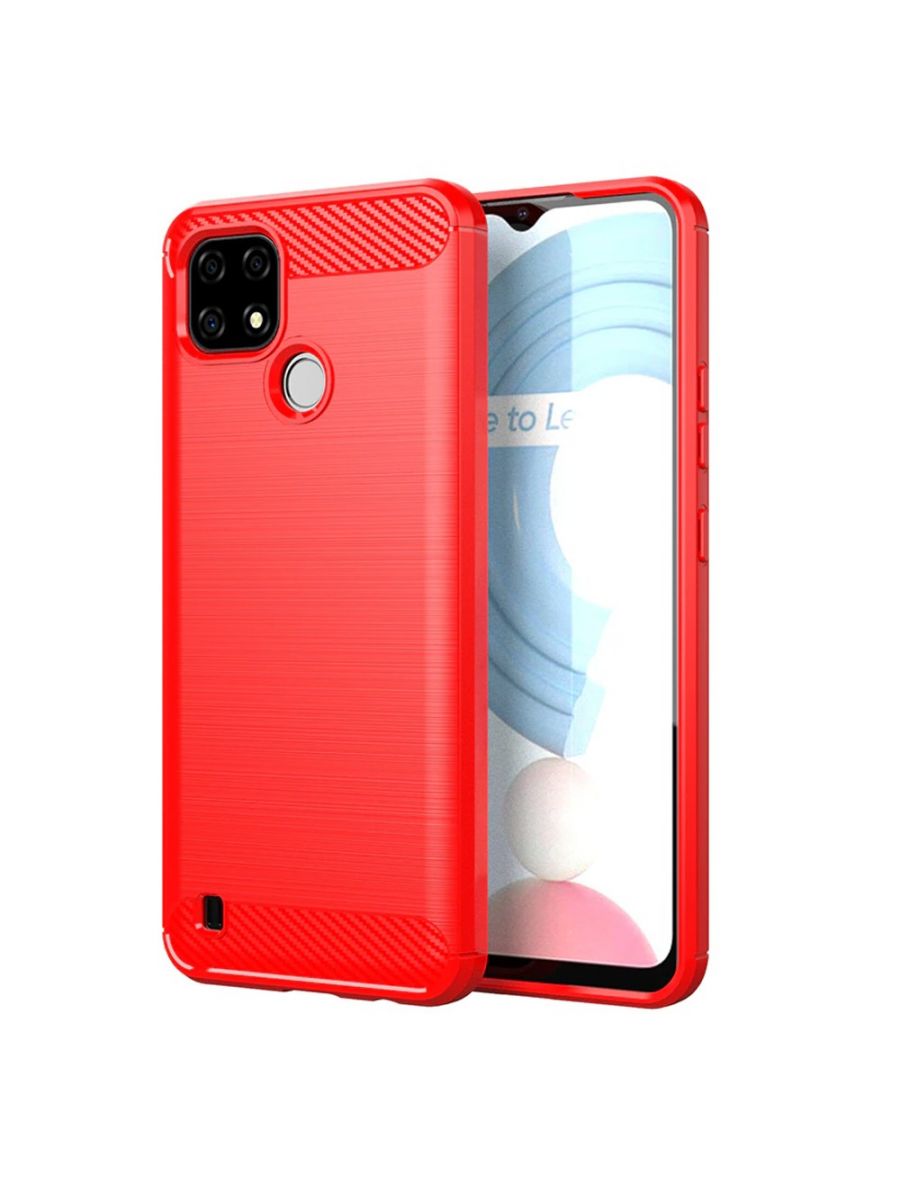

Brodef Carbon Силиконовый чехол для Realme C21 Красный