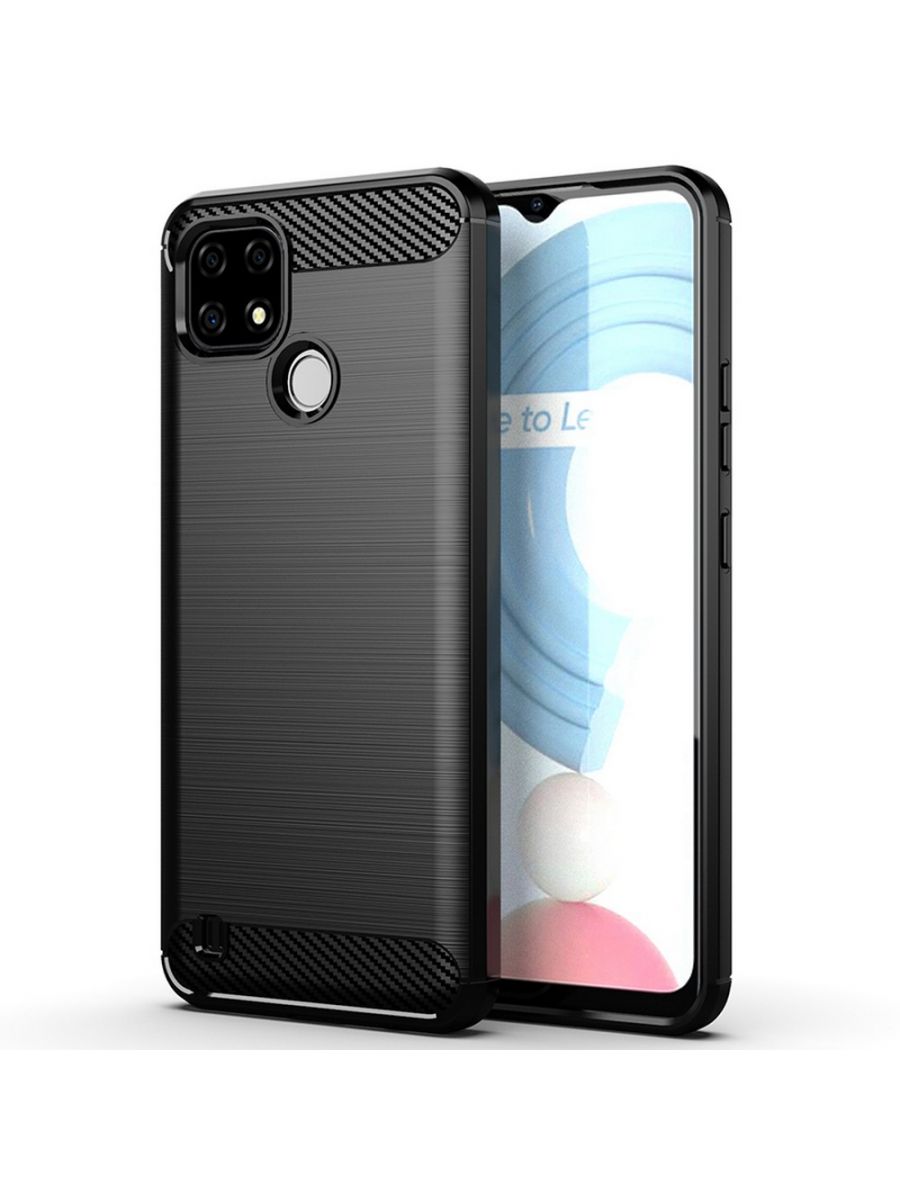 

Brodef Carbon Силиконовый чехол для Realme C21 Черный