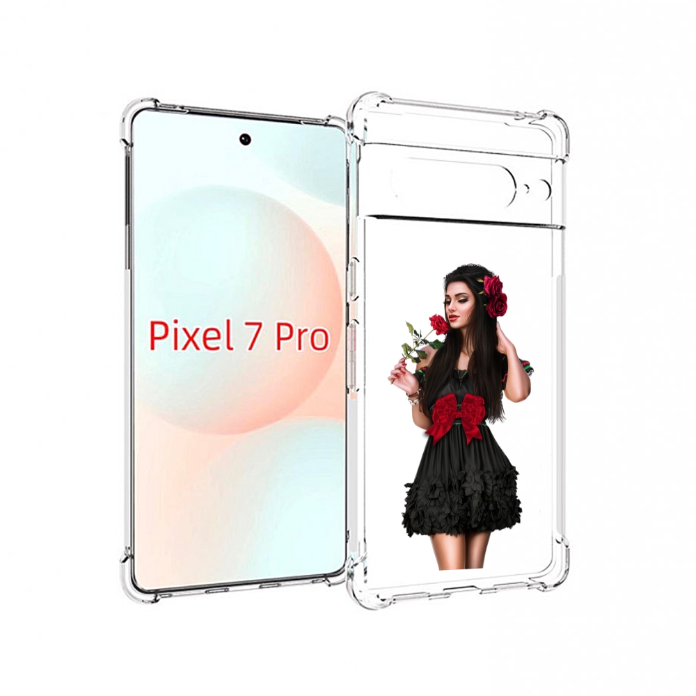 

Чехол Mypads Девушка-В-Черном-Платье-С-Розой Женский Для Google Pixel 7 Pro, Прозрачный, Tocco