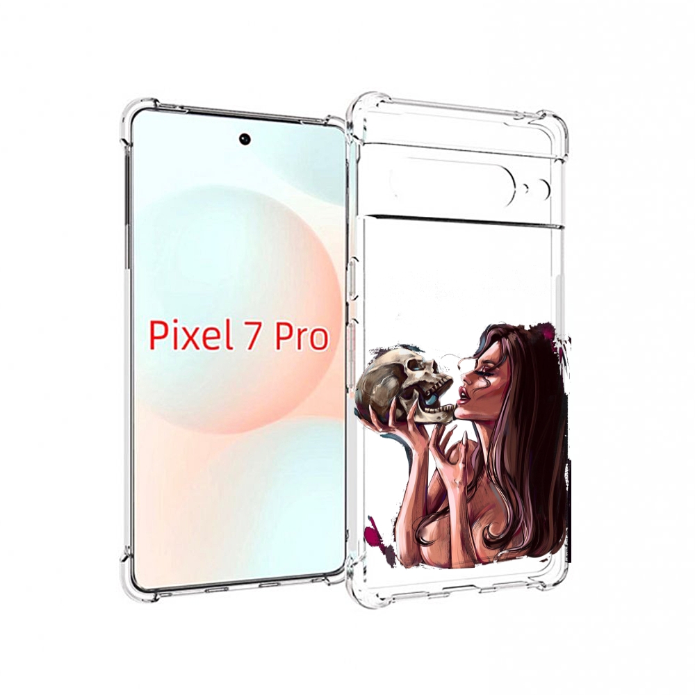 

Чехол Mypads Девушка-Модель-С-Черепом Для Google Pixel 7 Pro, Прозрачный, Tocco